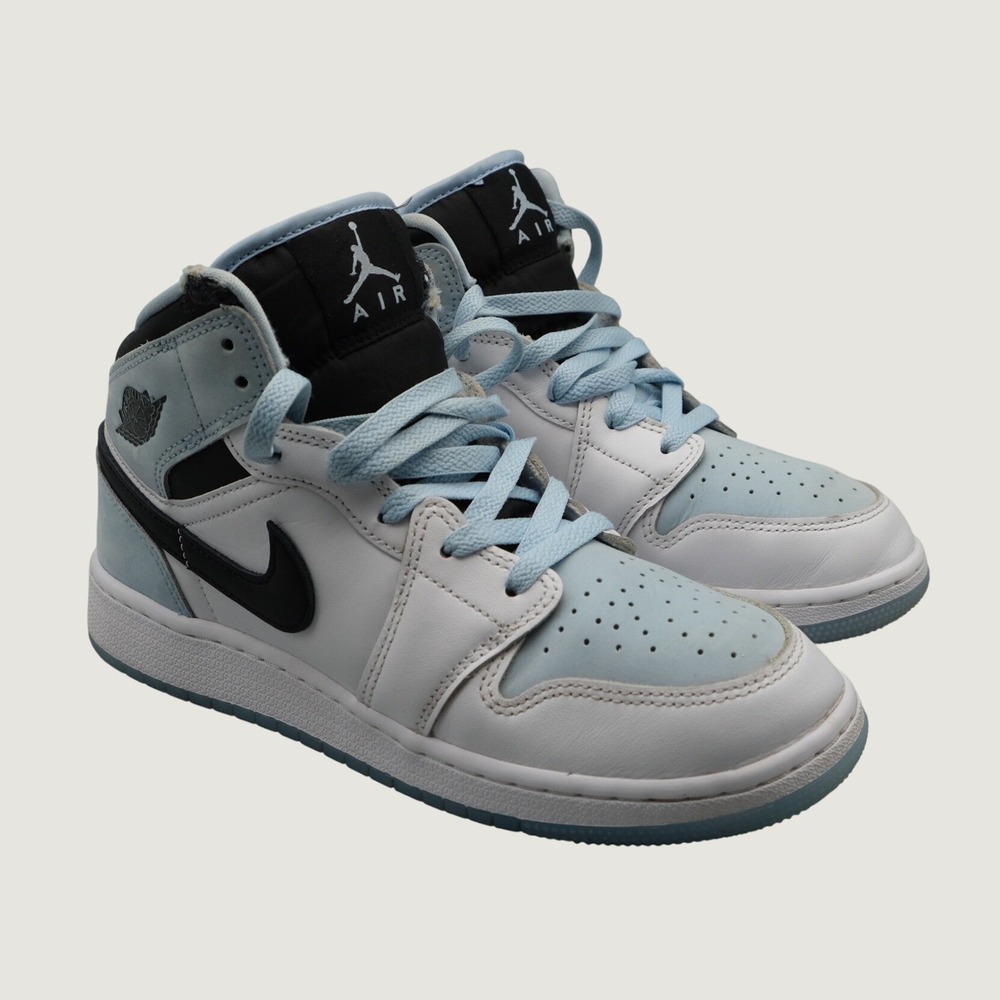 Jordan 1 Mid SE GS Ice Blue Black White DV1337-104 5.5Y Women 7 Sneaker